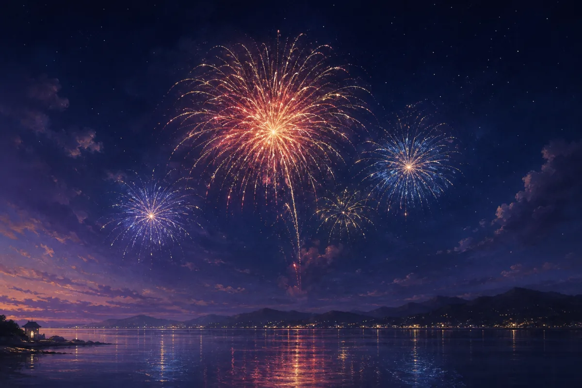 夜空に咲く色鮮やかで美しい打ち上げ花火
