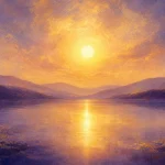 穏やかな風景を照らす、温かく希望に満ちた輝く太陽