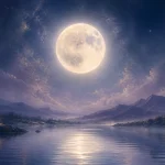 夜空に神秘的に輝く、美しく大きな月